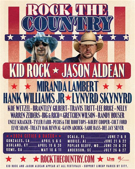 Rock the country festival - Lineup. From country legends to rising stars, the 2024 lineup is full of heavy hitters. Learn More. 